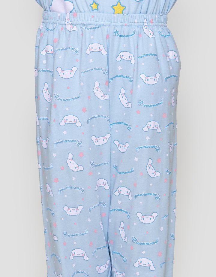Character Ruffle Cinnamoroll Print Setelan Piyama Anak Perempuan