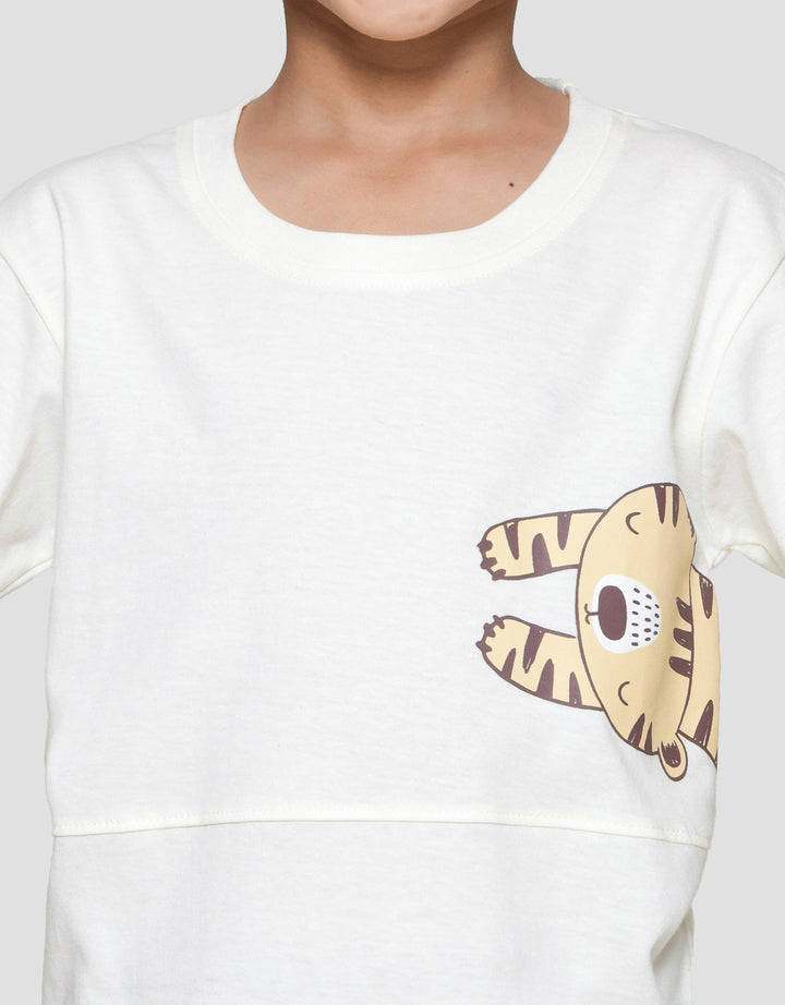 Little M Have A Nice Day Print Kaos Lengan Pendek Anak Laki-laki