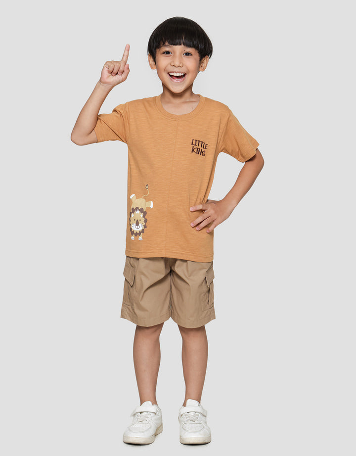 Little M Little King Print Kaos Lengan Pendek Anak Laki-laki