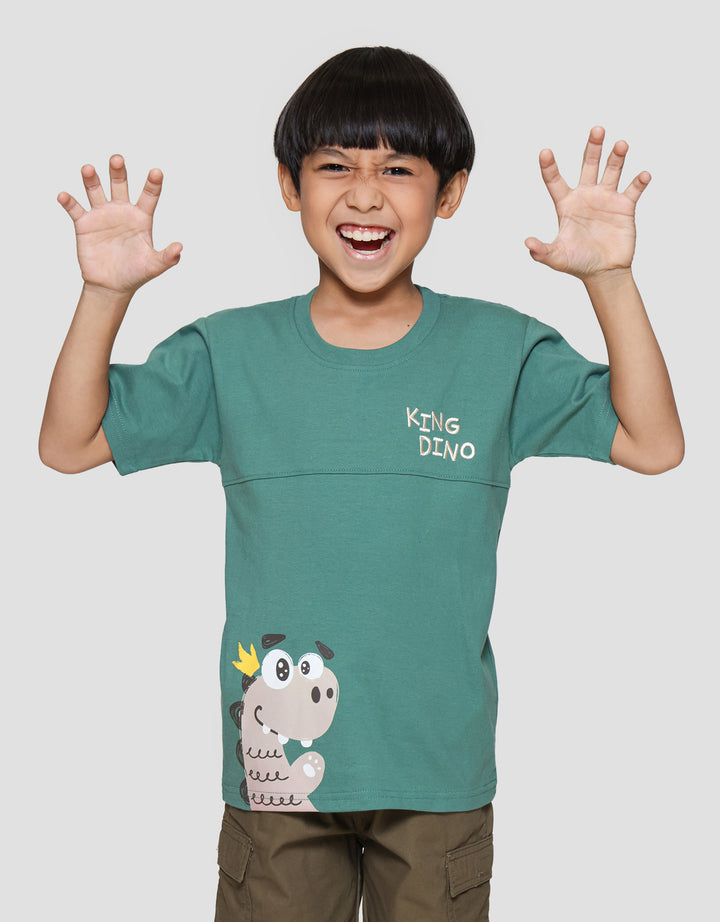Little M King Dino Print Kaos Lengan Pendek Anak Laki-laki
