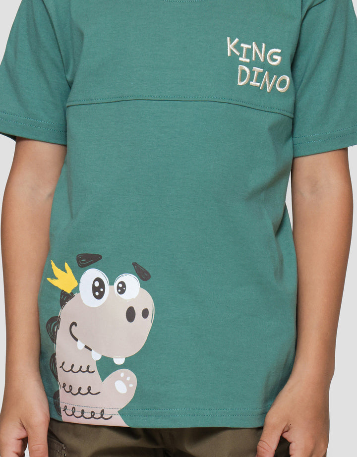 Little M King Dino Print Kaos Lengan Pendek Anak Laki-laki