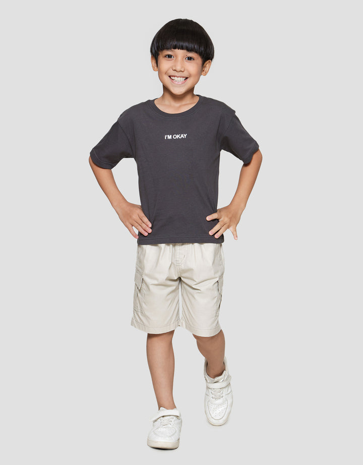 Little M I Am Okay Print Kaos Lengan Pendek Anak Laki-laki