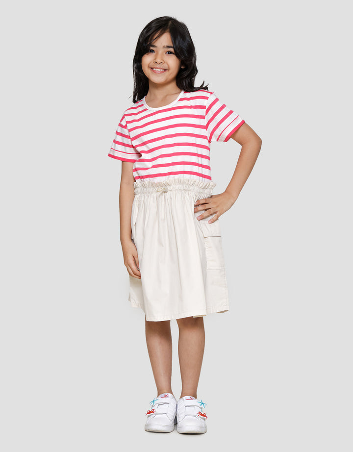Nevada Kerah Kerut Tali Pinggang Midi Dress Anak Perempuan
