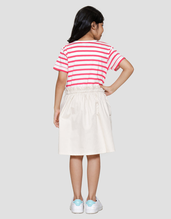 Nevada Kerah Kerut Tali Pinggang Midi Dress Anak Perempuan