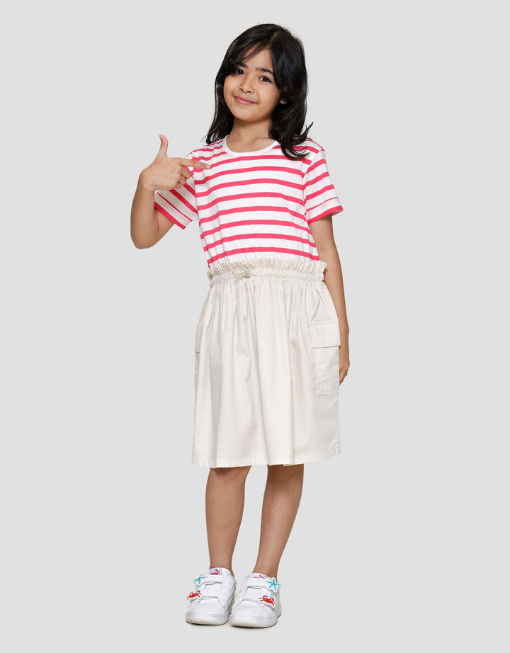 Nevada Kerah Kerut Tali Pinggang Midi Dress Anak Perempuan