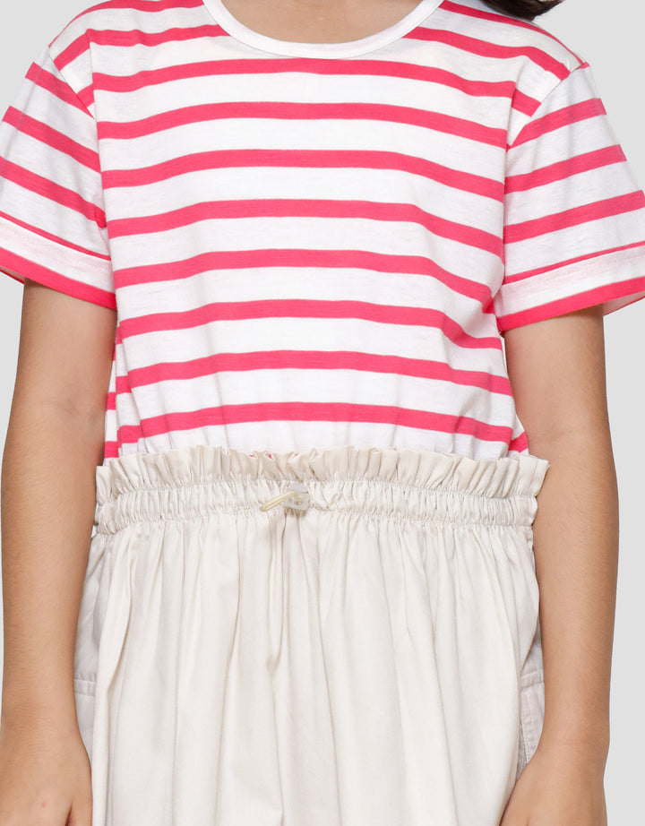 Nevada Kerah Kerut Tali Pinggang Midi Dress Anak Perempuan