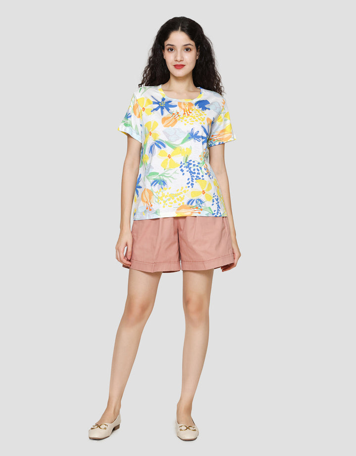Connexion Full Print Flowers Kaos Lengan Pendek Wanita