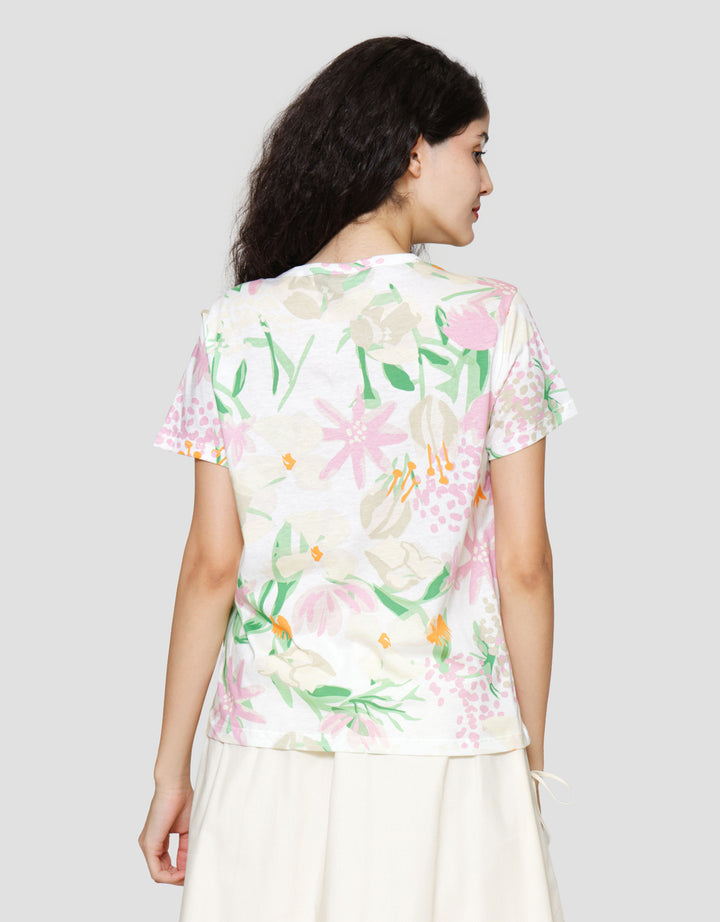 Connexion Full Print Flowers Kaos Lengan Pendek Wanita