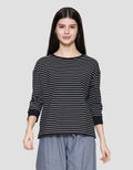Connexion Stripe Cotton Spandex Kaos Wanita