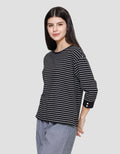 Connexion Stripe Cotton Spandex Kaos Wanita