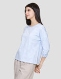 Connexion Stripe Cotton Spandex Kaos Wanita