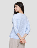 Connexion Stripe Cotton Spandex Kaos Wanita
