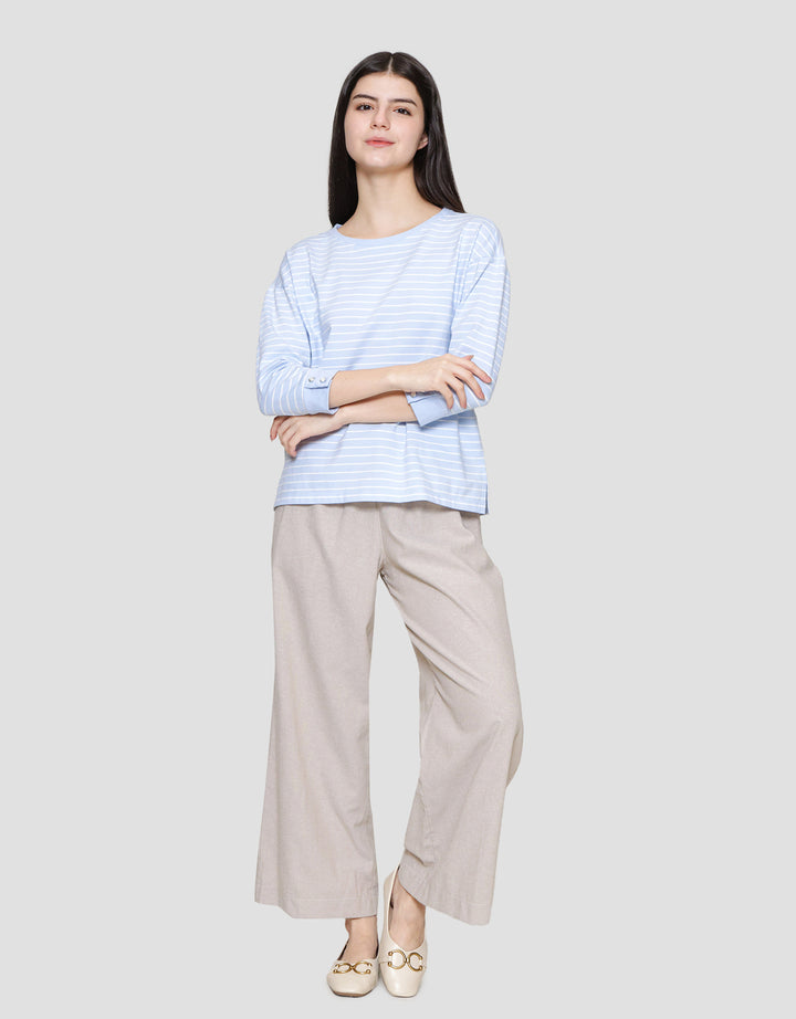 Connexion Stripe Cotton Spandex Kaos Wanita