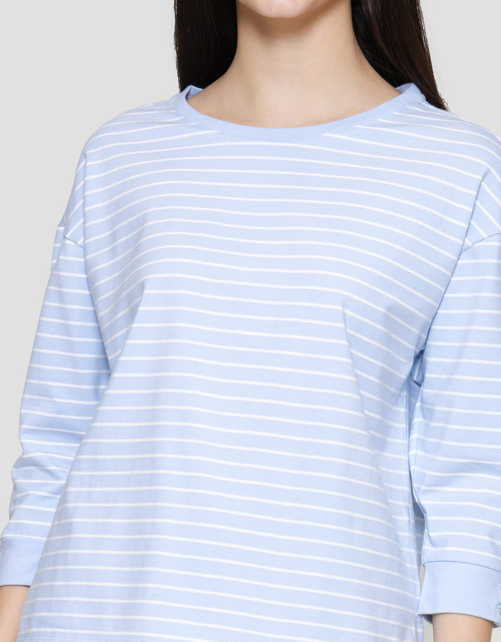 Connexion Stripe Cotton Spandex Kaos Wanita