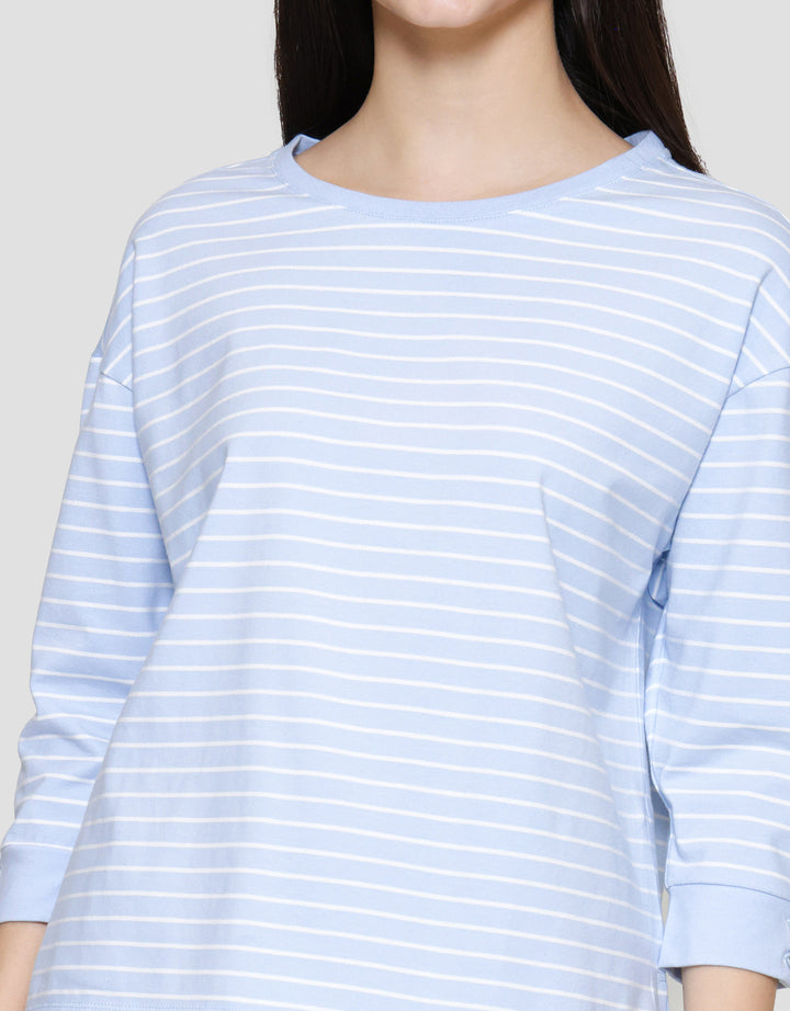 Connexion Stripe Cotton Spandex Kaos Wanita