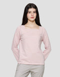 Connexion Stripe Square Neck Rib Women's Long Sleeve T-Shirt