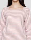 Connexion Stripe Square Neck Rib Women's Long Sleeve T-Shirt