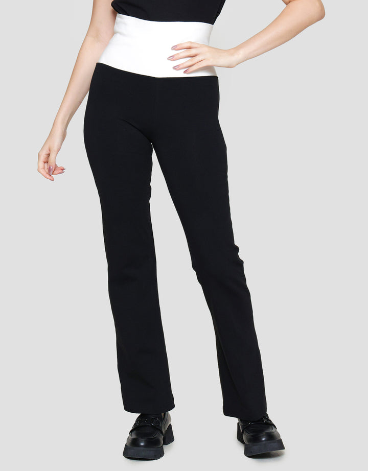 Nevada Rib Flared Pants W/ Folded Waist Celana Panjang Wanita