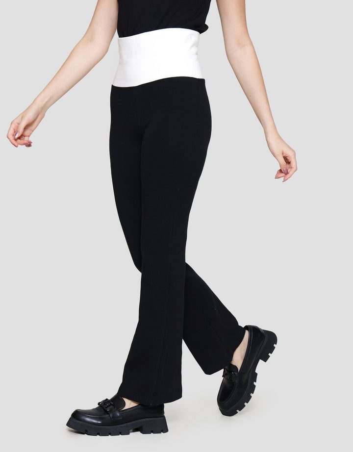 Nevada Rib Flared Pants W/ Folded Waist Celana Panjang Wanita
