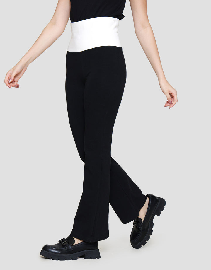 Nevada Rib Flared Pants W/ Folded Waist Celana Panjang Wanita
