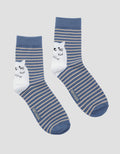 Nevada Print Stripe Cat Kaos Kaki Wanita