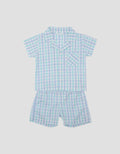 Little M Kotak Biru Summer Pakaian Setelan Anak Perempuan