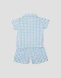 Little M Kotak Biru Summer Pakaian Setelan Anak Perempuan