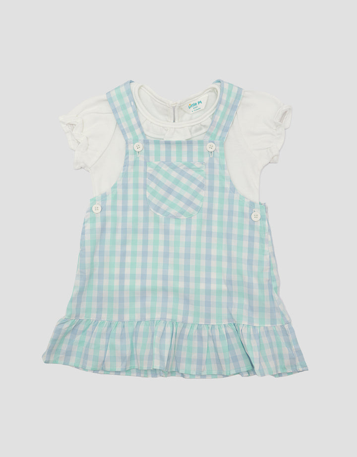 Little M Kotak Biru Summer Dress Overall Anak Perempuan