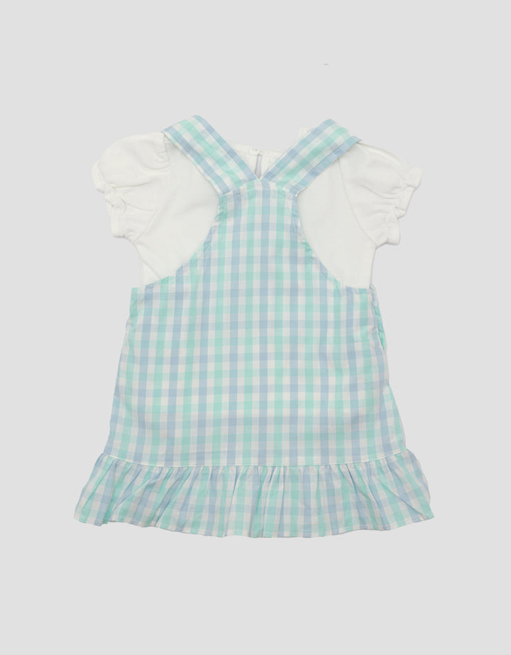 Little M Kotak Biru Summer Dress Overall Anak Perempuan