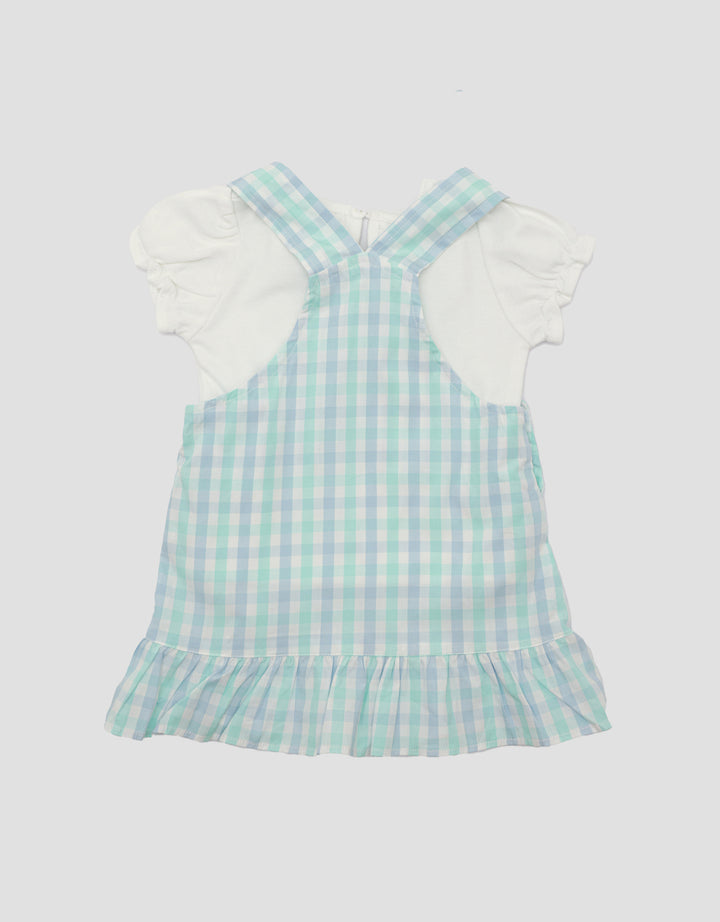 Little M Kotak Biru Summer Dress Overall Anak Perempuan