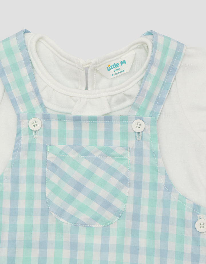 Little M Kotak Biru Summer Dress Overall Anak Perempuan