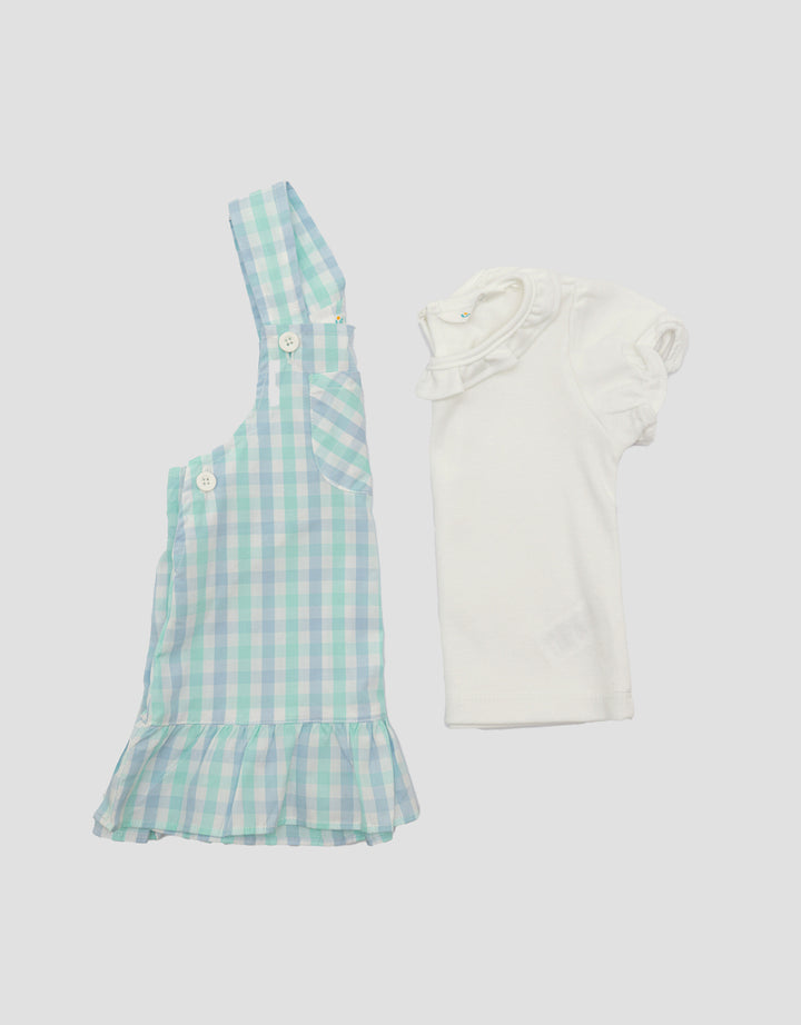 Little M Kotak Biru Summer Dress Overall Anak Perempuan