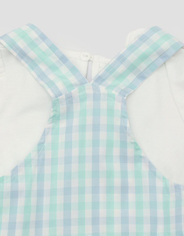 Little M Kotak Biru Summer Dress Overall Anak Perempuan