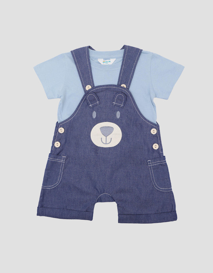 Little M Denim Look Bear Icon Set Overall Anak Perempuan
