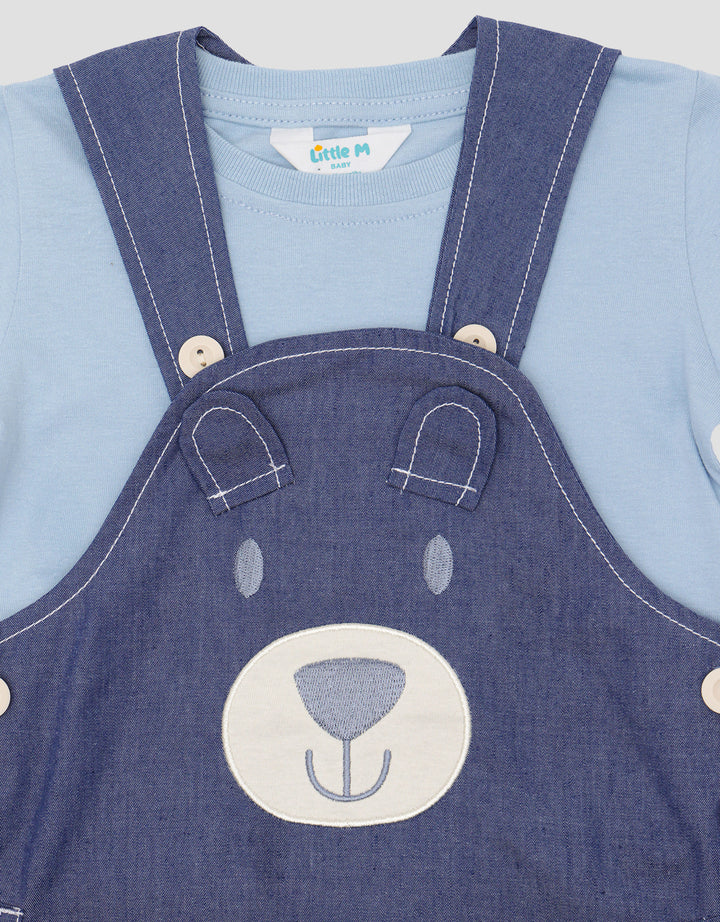 Little M Denim Look Bear Icon Set Overall Anak Perempuan