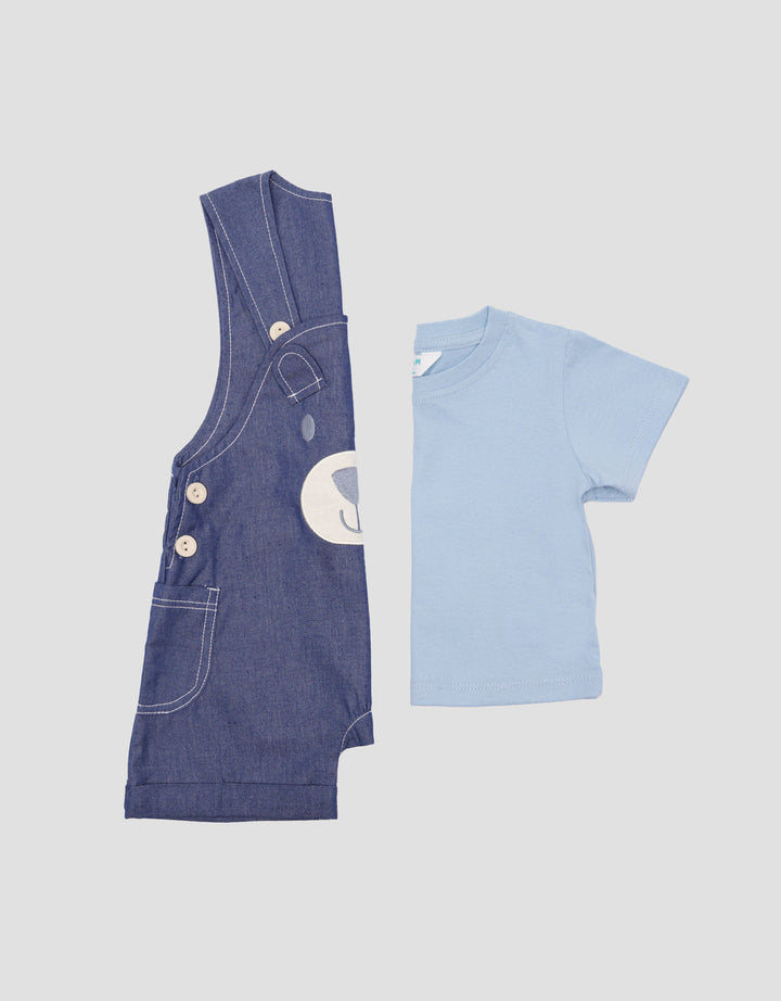 Little M Denim Look Bear Icon Set Overall Anak Perempuan
