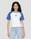 Disney Combed Raglan Print Stitch Kaos Lengan Pendek Wanita