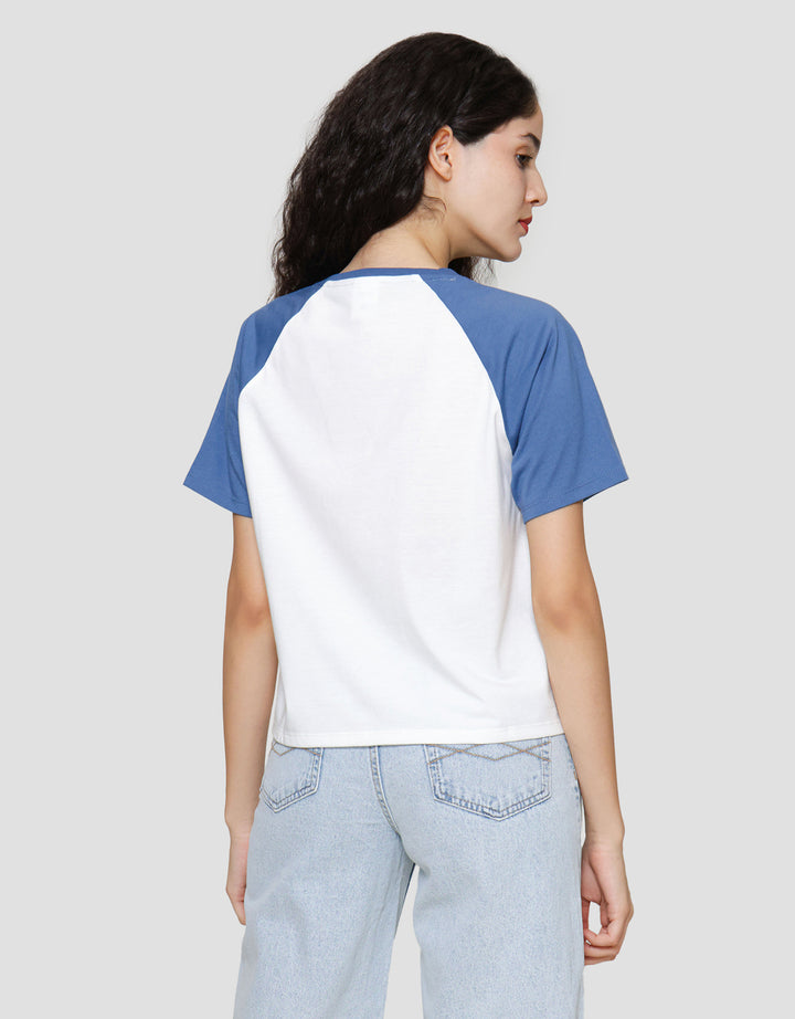 Disney Combed Raglan Print Stitch Kaos Lengan Pendek Wanita