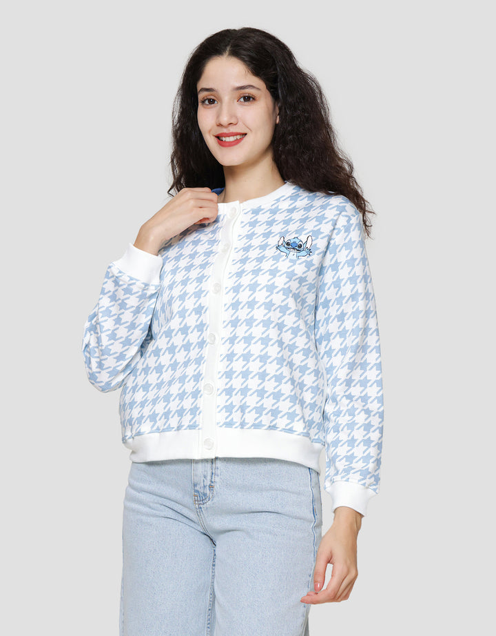 Disney Jacket Cardigan Print Argyle - Stitch Jaket Wanita