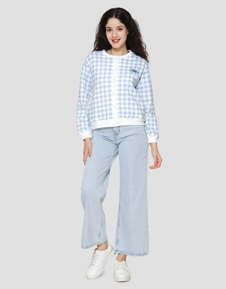 Disney Jacket Cardigan Print Argyle - Stitch Jaket Wanita