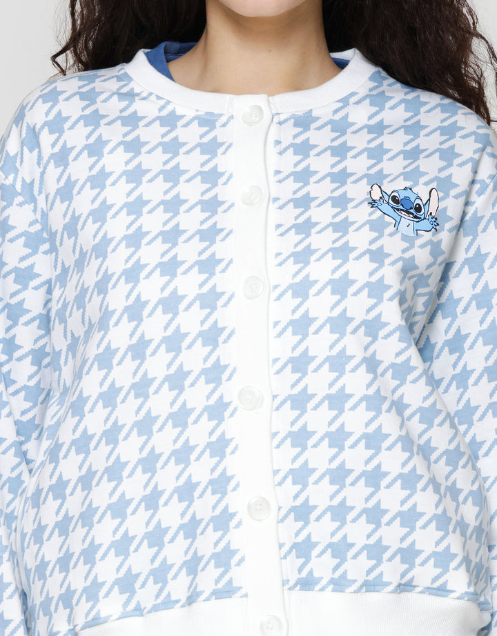 Disney Jacket Cardigan Print Argyle - Stitch Jaket Wanita