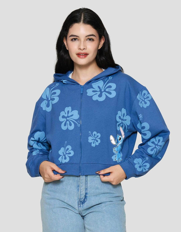 Disney Baby Terry Boxy Full Print Hibiscus - Stitch Jaket Wanita