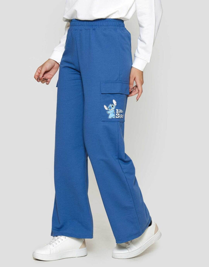Disney Print Stitch Celana Panjang Cargo Wanita