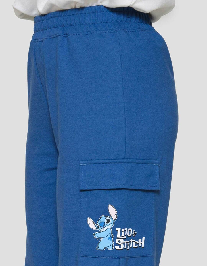 Disney Print Stitch Celana Panjang Cargo Wanita