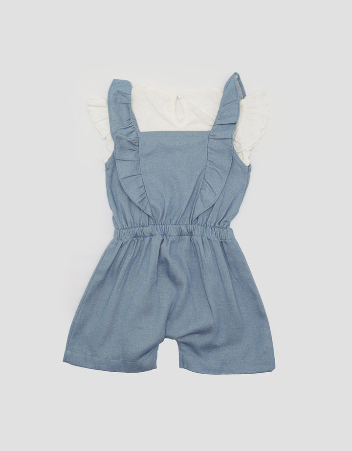 Little M Woven Chembrey Jumpsuit Romper Anak Perempuan