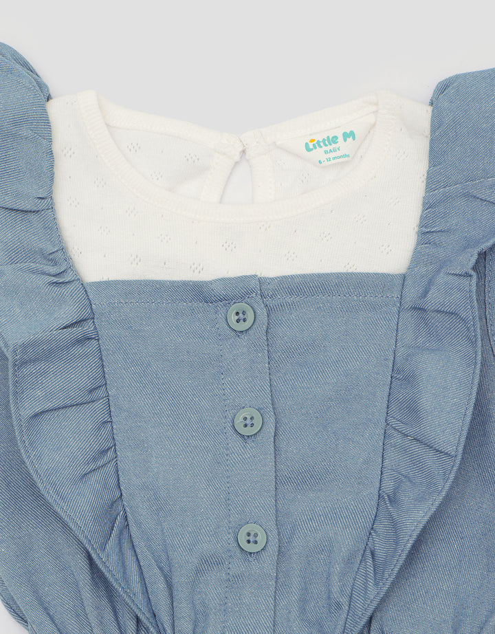 Little M Woven Chembrey Jumpsuit Romper Anak Perempuan