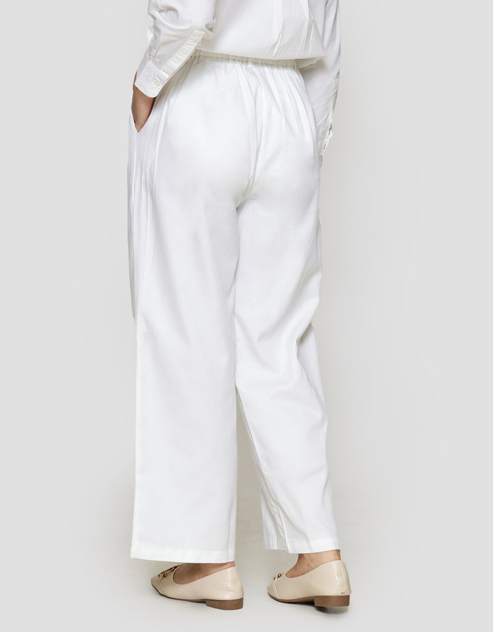 Annisa Soft Twill Buttoned Wide Leg Celana Panjang Wanita