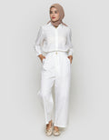 Annisa Soft Twill Buttoned Wide Leg Celana Panjang Wanita