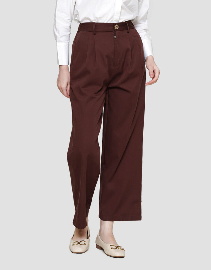 Annisa Soft Twill Buttoned Wide Leg Celana Panjang Wanita