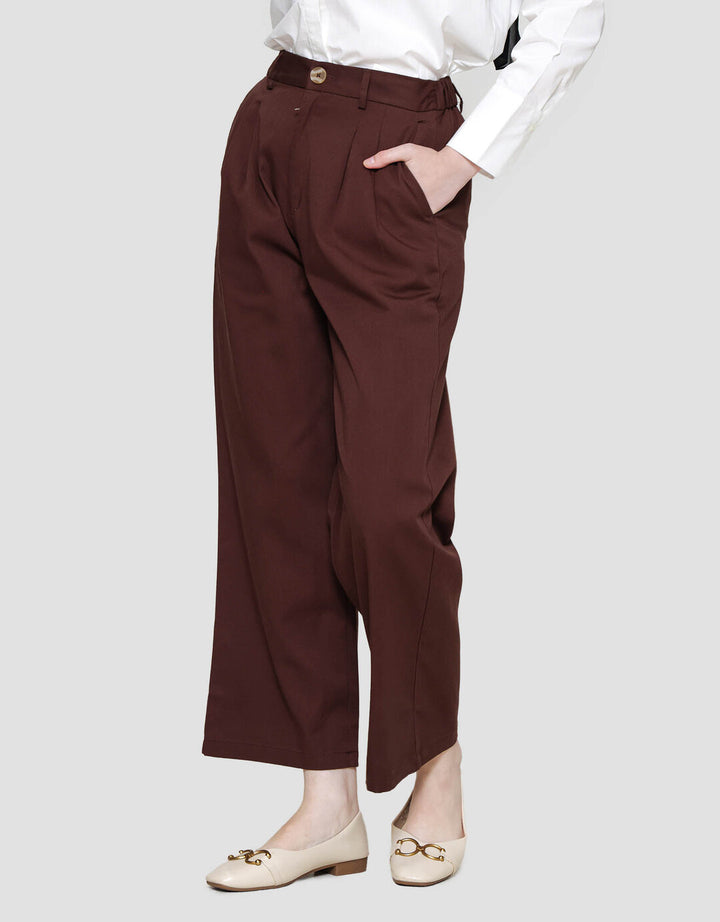Annisa Soft Twill Buttoned Wide Leg Celana Panjang Wanita